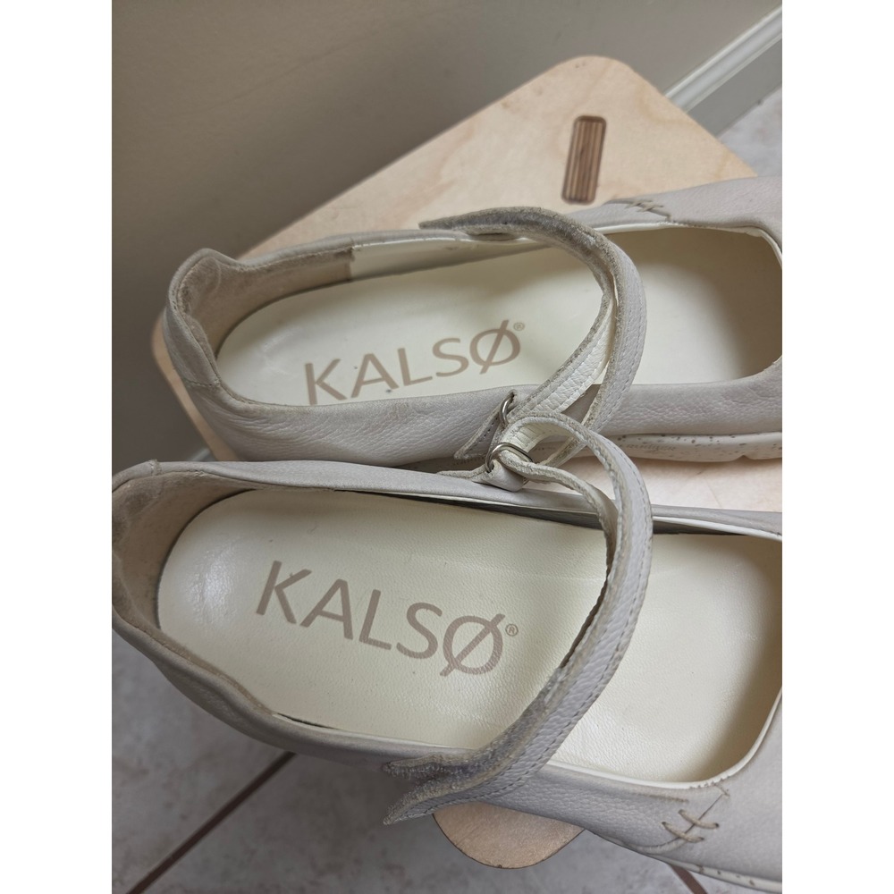 Kalso Dash Mary Jane Flats Chalk White Leather Barefoot Shoes Womens 8 Wide - Picture 3 of 8